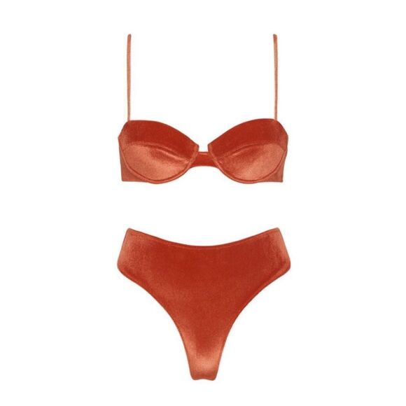 TRIANGL RHIAN SANGRIA VELVET SET + BAG NWT - Picture 3 of 5